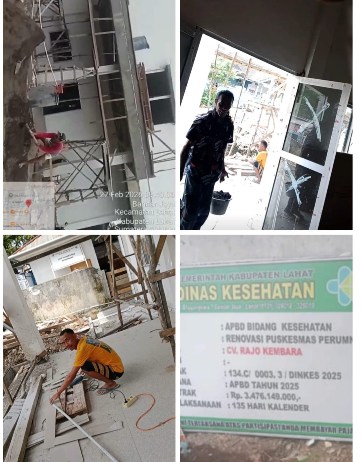 Proyek Puskesmas Perumnas 3 Lahat, yg Habis Kontrak Publik Perlu Bukti Setoran Denda Rp 3 Juta Perha