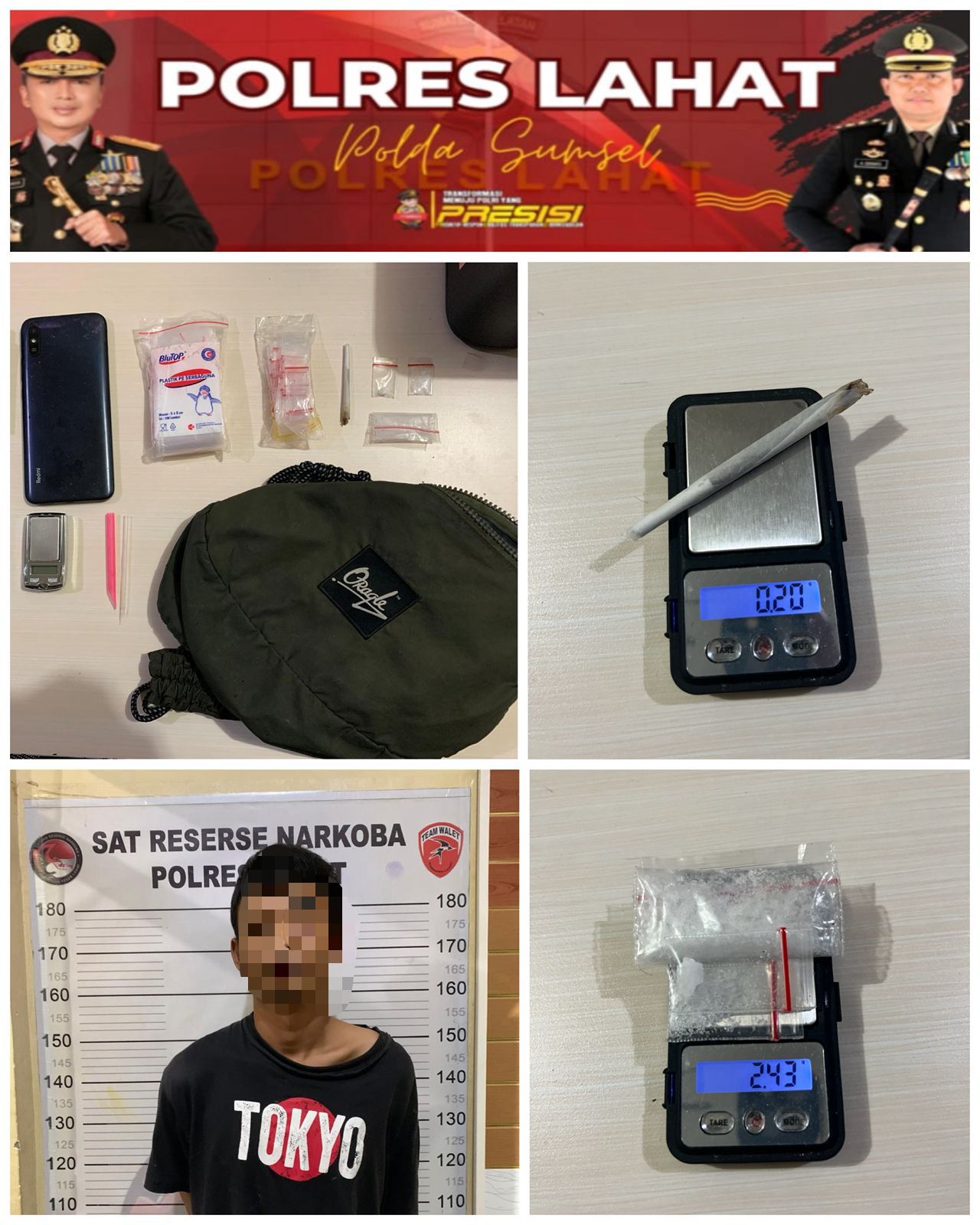 *Polisi Tangkap Pengedar Narkoba, Sita3 Paket Sabu, 1Linting Ganja Di Amankan Polres Lahat*