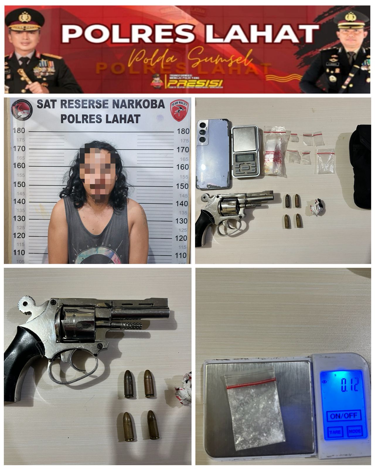 *Polres Lahat Ungkap Peredaran Narkoba Barang Bukti Dan Senpi Diamankan Satresnarkoba*