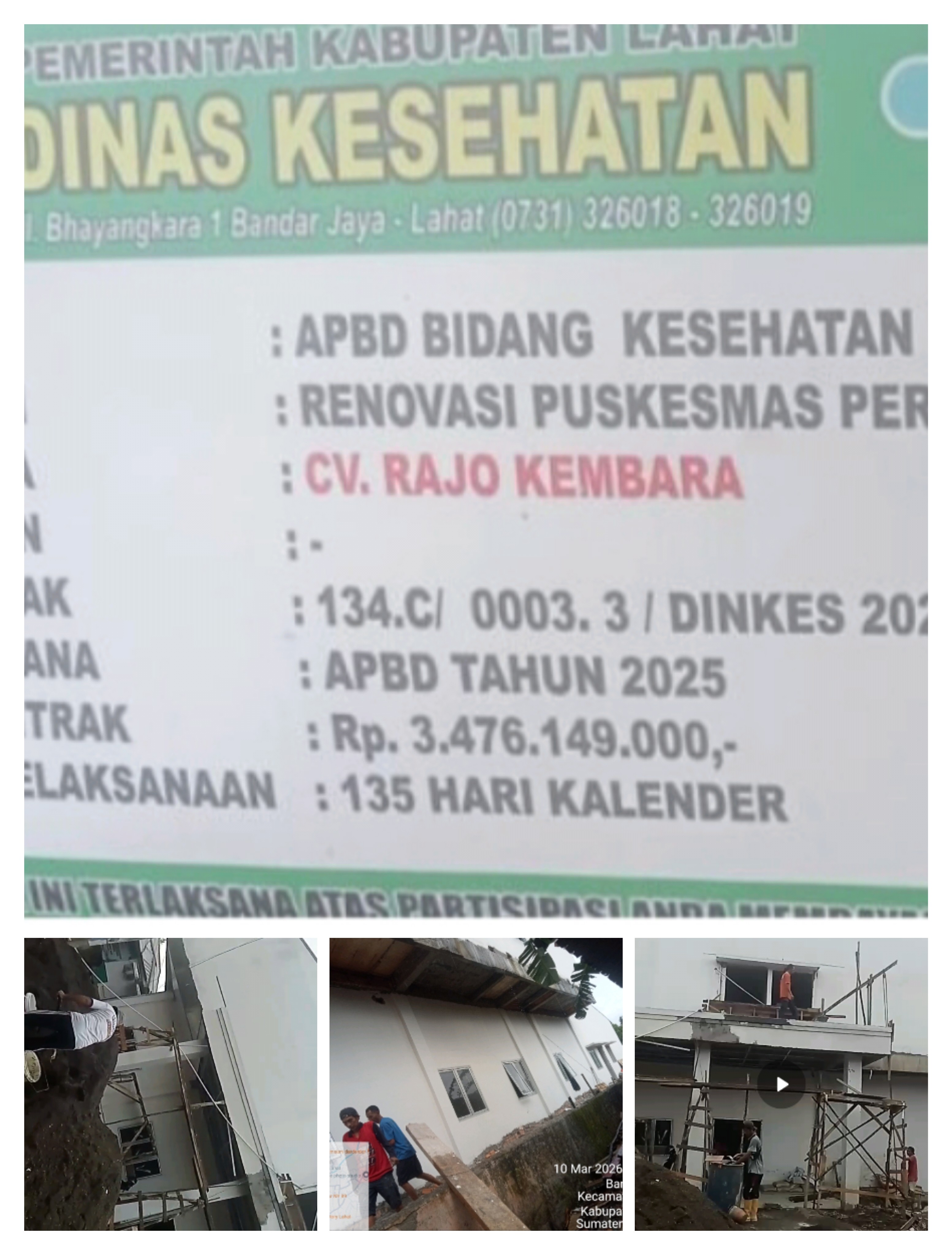 Publik Memintak APH Tidak Mandul, Periksa Dinkes Lahat Dan CV.Rajo Kembara, Diduga Merugikan Negara.